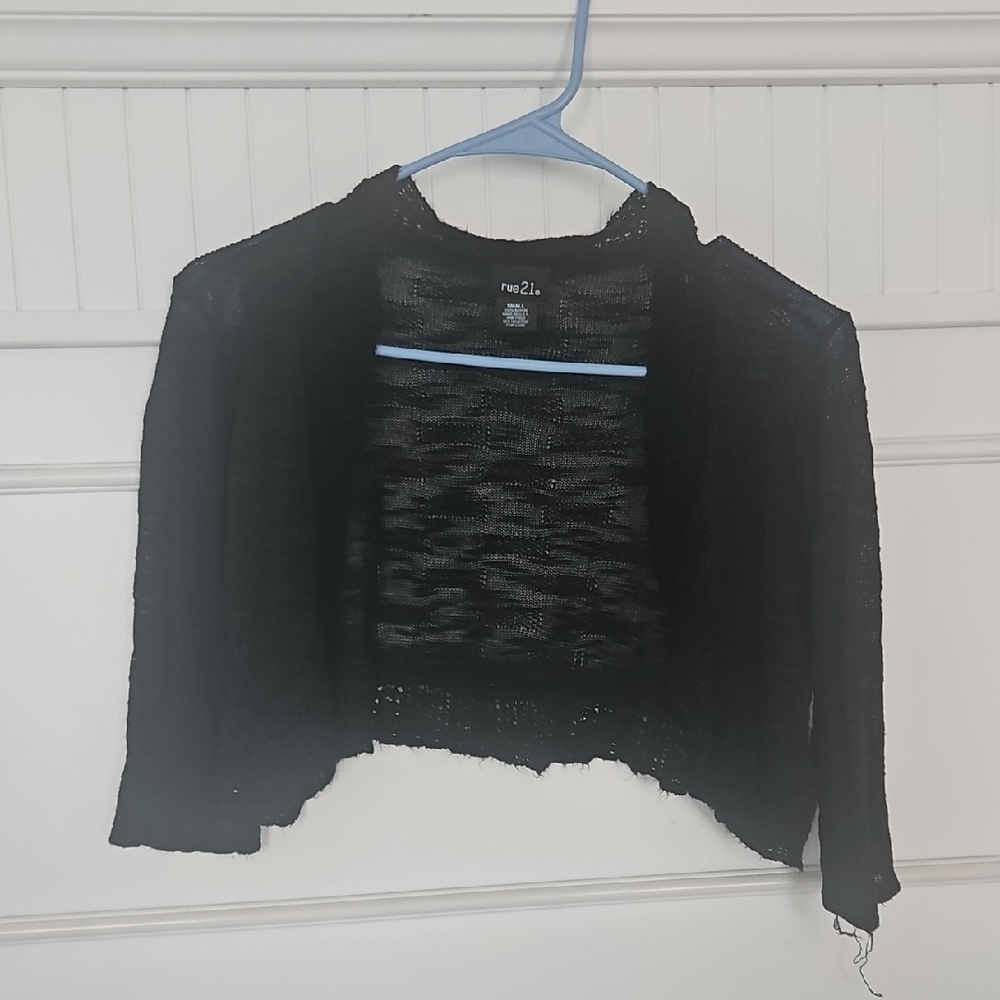 Rue21 Women's Black Open-Front Sweater
